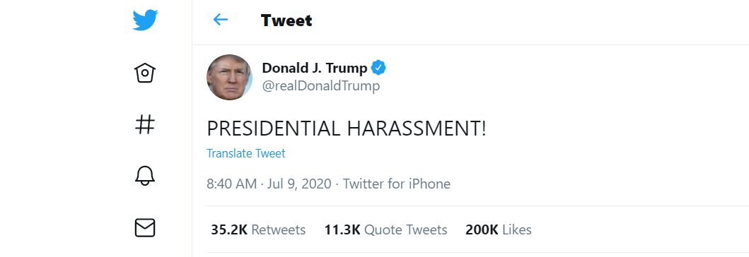 johnnieroxx's tweet photo. @realDonaldTrump Seems like #presidentialharassment to me https://t.co/dSg8F7z61p