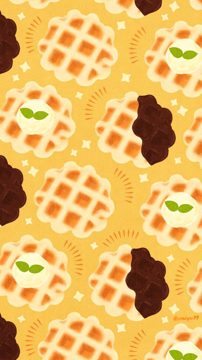 Omiyu みゆき A Twitter ワッフルな壁紙 Illust Illustration 壁紙 イラスト Iphone壁紙 ワッフル Waffle 食べ物