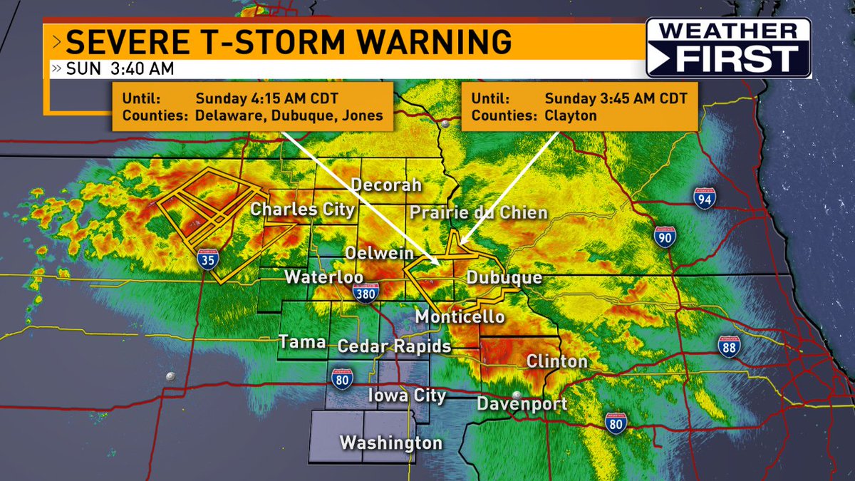Severe T-Storm WARNING issued in eastern Iowa. Updates on air and online at iowasnewsnow.com/weather #iawx