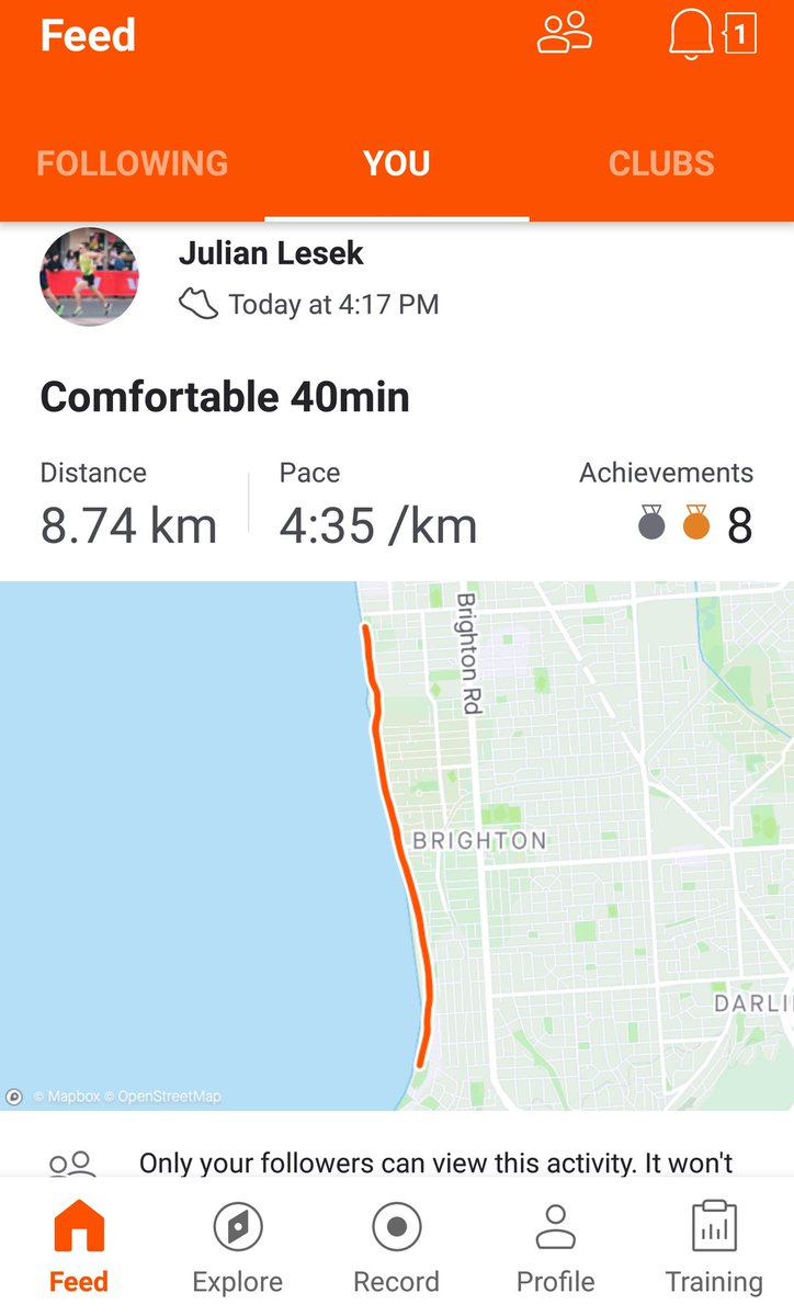 ChaseRunners's tweet photo. Beautiful afternoon here in Adelaide with 24c. 40min run covering 8.75km. https://t.co/fzF4dxRgmo