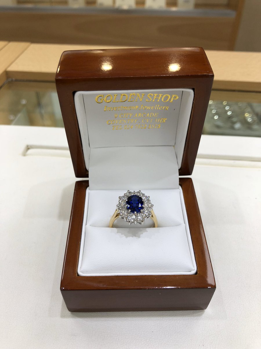 It’s been a busy time since we re-opened, this is a Sapphire & Diamond cluster ring set in 18ct gold. We have a range of Sapphire jewellery in stock to cater for all tastes and budgets. #goldenshopjewellers #coventry #cityofculture2021 #sapphirejewellery #diamondrings