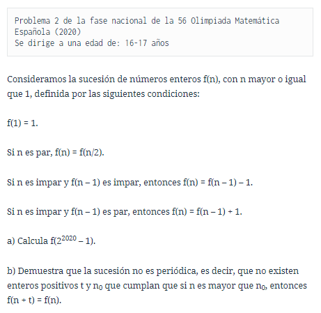 DimatesUA's tweet photo. Ya está disponible la solución de #LosProblemasDeDimates #159: Sucesión recursiva (https://t.co/2xBzxTHz5z)
¡Ya mismo un nuevo problema!
#OME2020
@RobSelGom
@OMErsme
@Calendarimat
@EstalmatCV
@RealSocMatEsp
@Dimatematicas https://t.co/HJfn2EB4LK