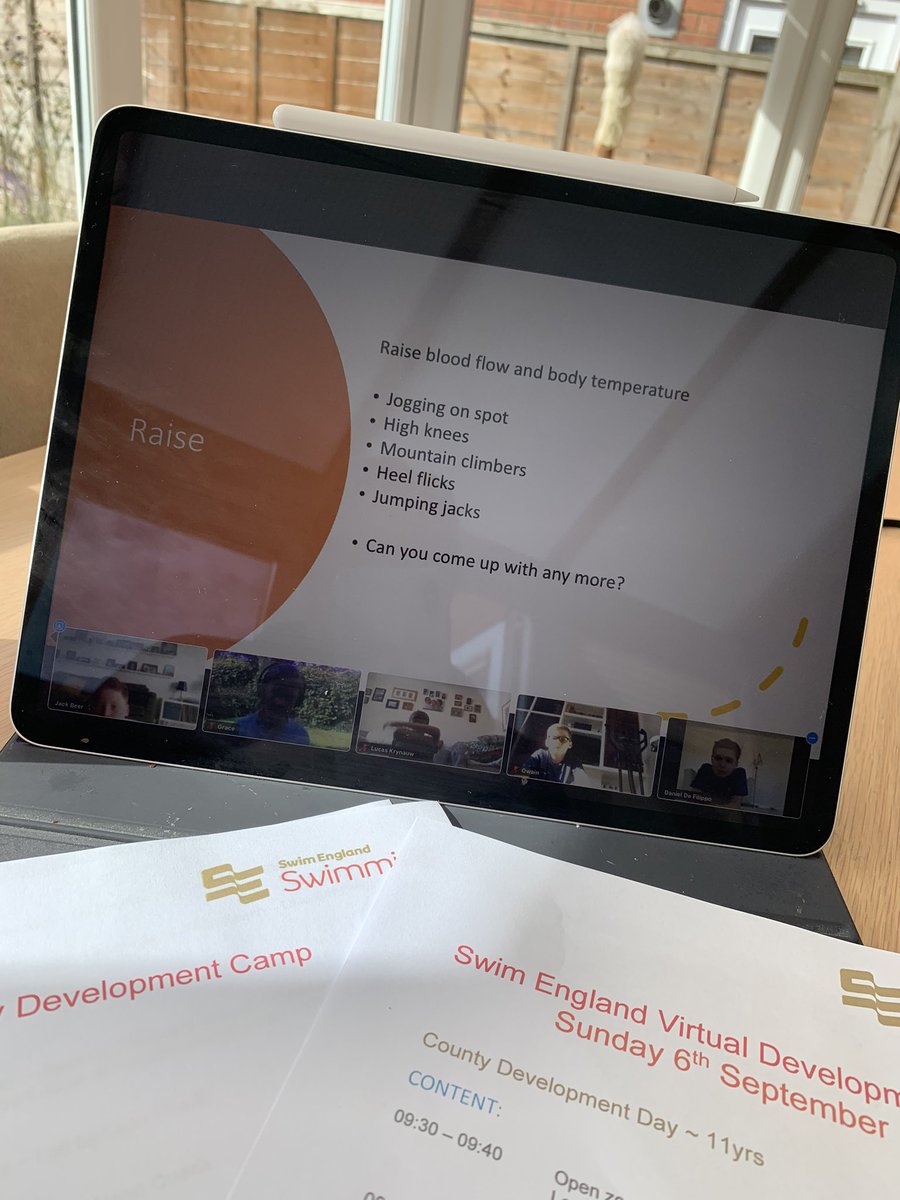SwimEnglandBeds's tweet image. It’s our ‘virtual’ Development camp today!  We have 12 swimmers on zoom this morning.  We are starting the day with pre 🏎 🏊🏻‍♂️ 🏊‍♀️#RMAP #prepool #development #progression #basa #startaswemeantogoon