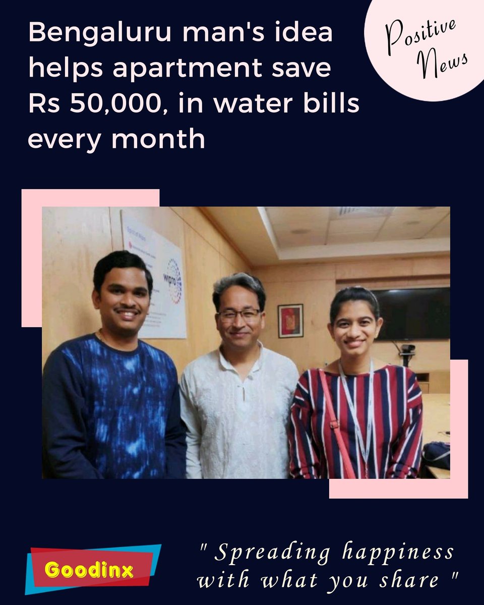 Good_Inx's tweet photo. A bengaluru man's idea helps apartment save Rs 50,000 in water bill every month. To read more 👇👇👇👇👇
https://t.co/WLP9knelzY https://t.co/C8jFc92bit