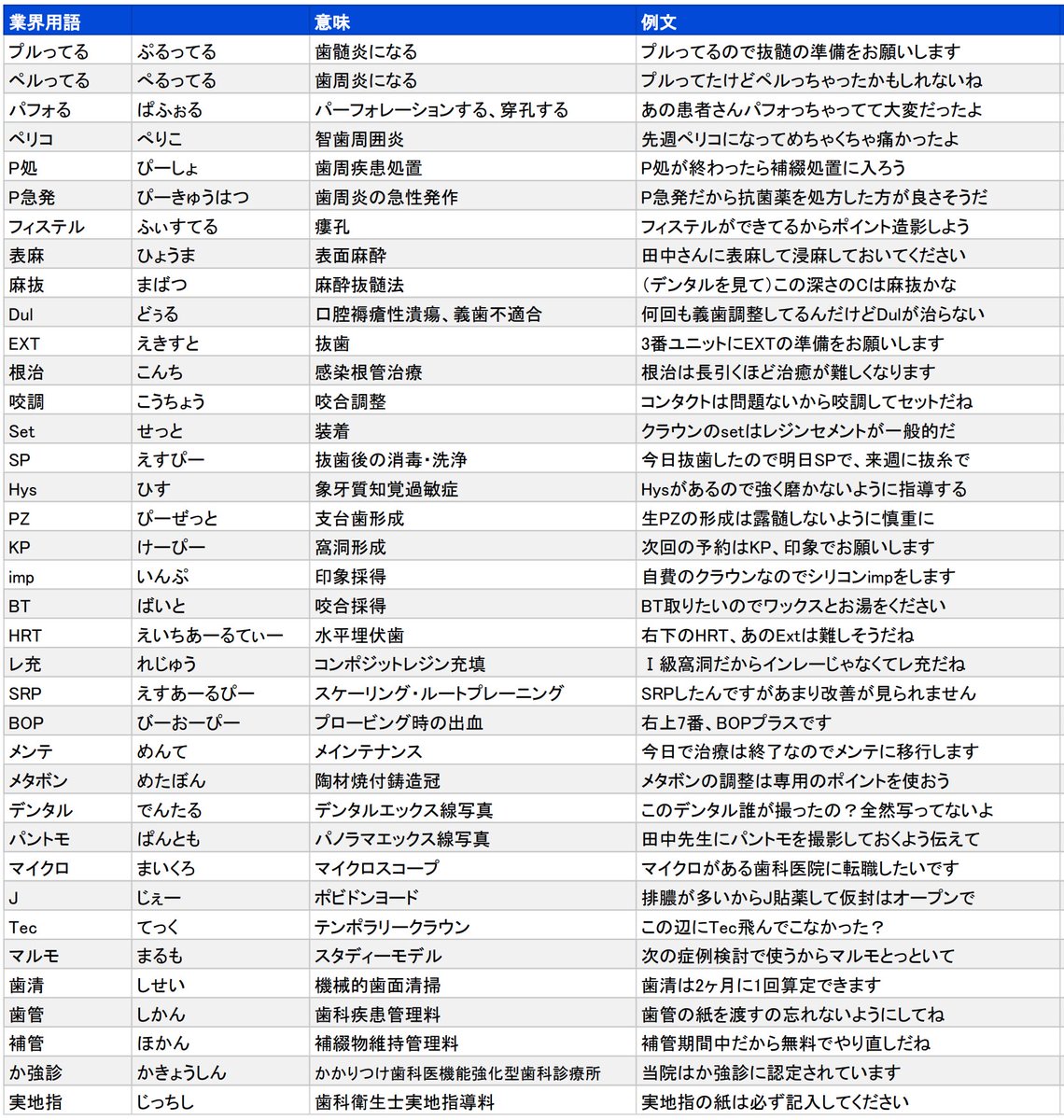 歯科 用語 一覧
