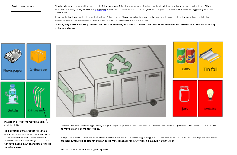 TrinitySchDT's tweet photo. Designed by George, this fun recycling system for children in the style of a recycling truck, teaches and encourages children to recycle ♻️ #design #sustainability #recycling #productdesign
#DTGCSESHOWCASE
#DTGCSESHOWCASE2020 https://t.co/JdZ8AjcZKX