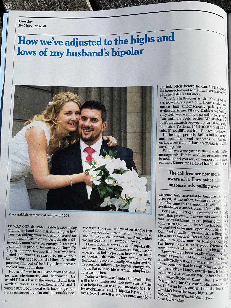 Rob_InsideOut's tweet image. Wonderful to see this piece from me #wife in @telegraphstella today, giving voice to those who care for those with a #mentalhealth challenge and talking about my #bipolar telegraph.co.uk/family/relatio…
