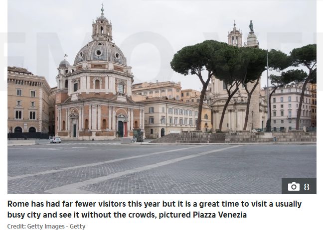 wheninrometours's tweet photo. The TRUTH about ROME TODAY is OUT! Now is a unique and remarkable time to visit the most Beautiful City in the World! Article snippet courtesy of The Sun newspaper > Travel Section. THANK YOU! #believeinrome #travelisgo https://t.co/STFBizo5jX https://t.co/YdqLDxFzc8