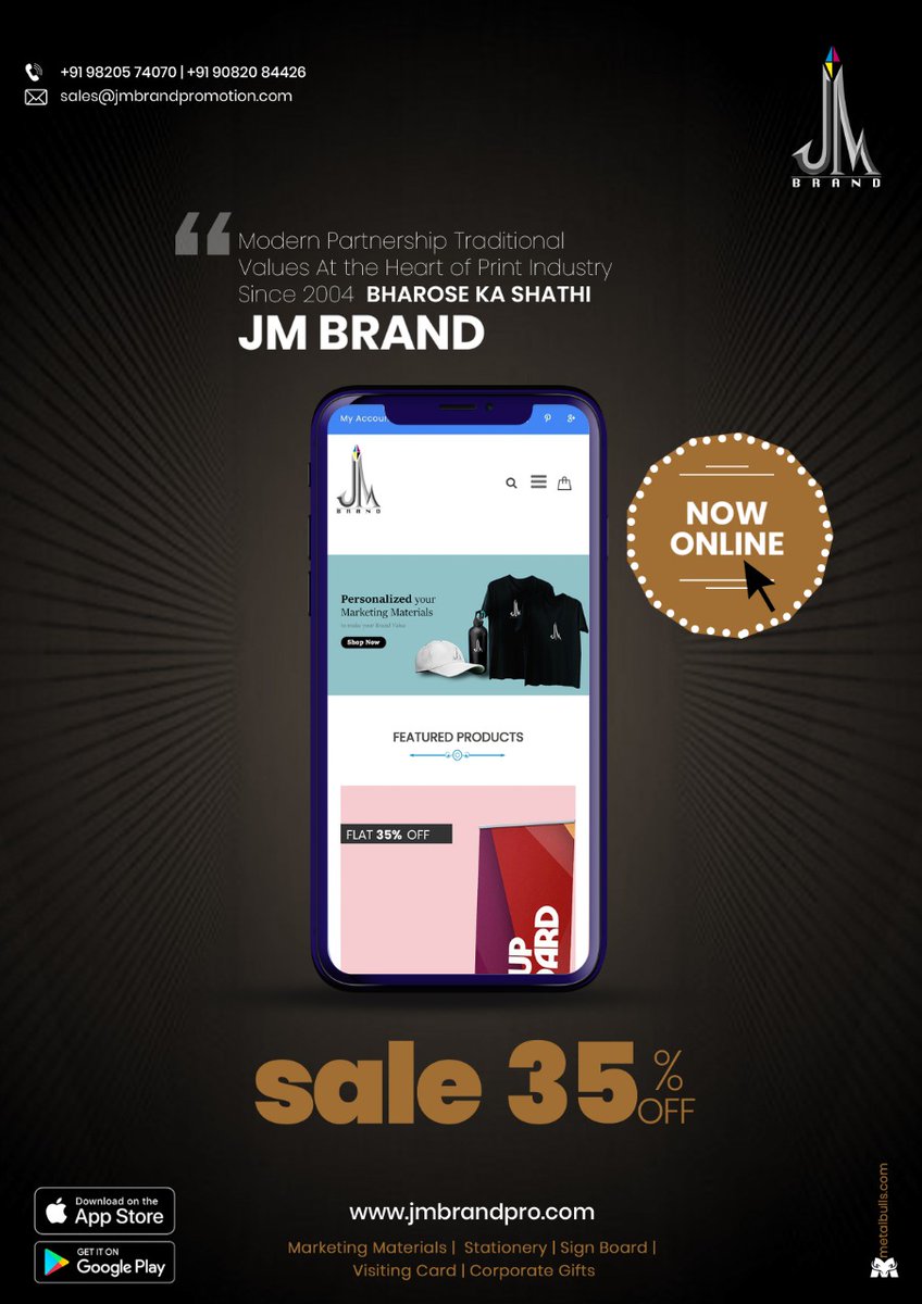 JMBrand4's tweet photo. Modern Partnership Traditional Values At The Heart of Print Industry Since 2004 'Bharose Ka Sathi'
Sales 35% Flat off 😍😍
.
Order Online Anytime Anywhere
📞:- 022-49731847
Visit Us- https://t.co/7gVrzBU2XL
#RollUpBannerStand #BrochureStand #LEDSlimLight #ODLEDS #BackDrop https://t.co/uZYm1WeQFl