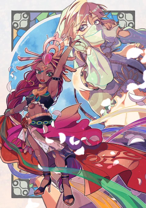 (BotW)2017年に描いた絵をリメイクしました ブレワイ2たのしっみだな～(部族代表のキャラクター…出るんだろうか…) https://t.co/syG18oQnEr 