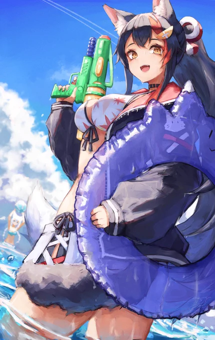 #みおーん絵
夏の締めくくりとして水着ミオしゃで1枚描いてみました〜 