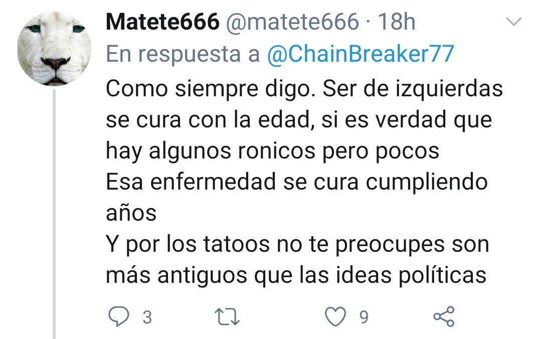 ¿Ser de izquierdas se cura con la edad? 
Bueno, el fascismo se cura leyendo.