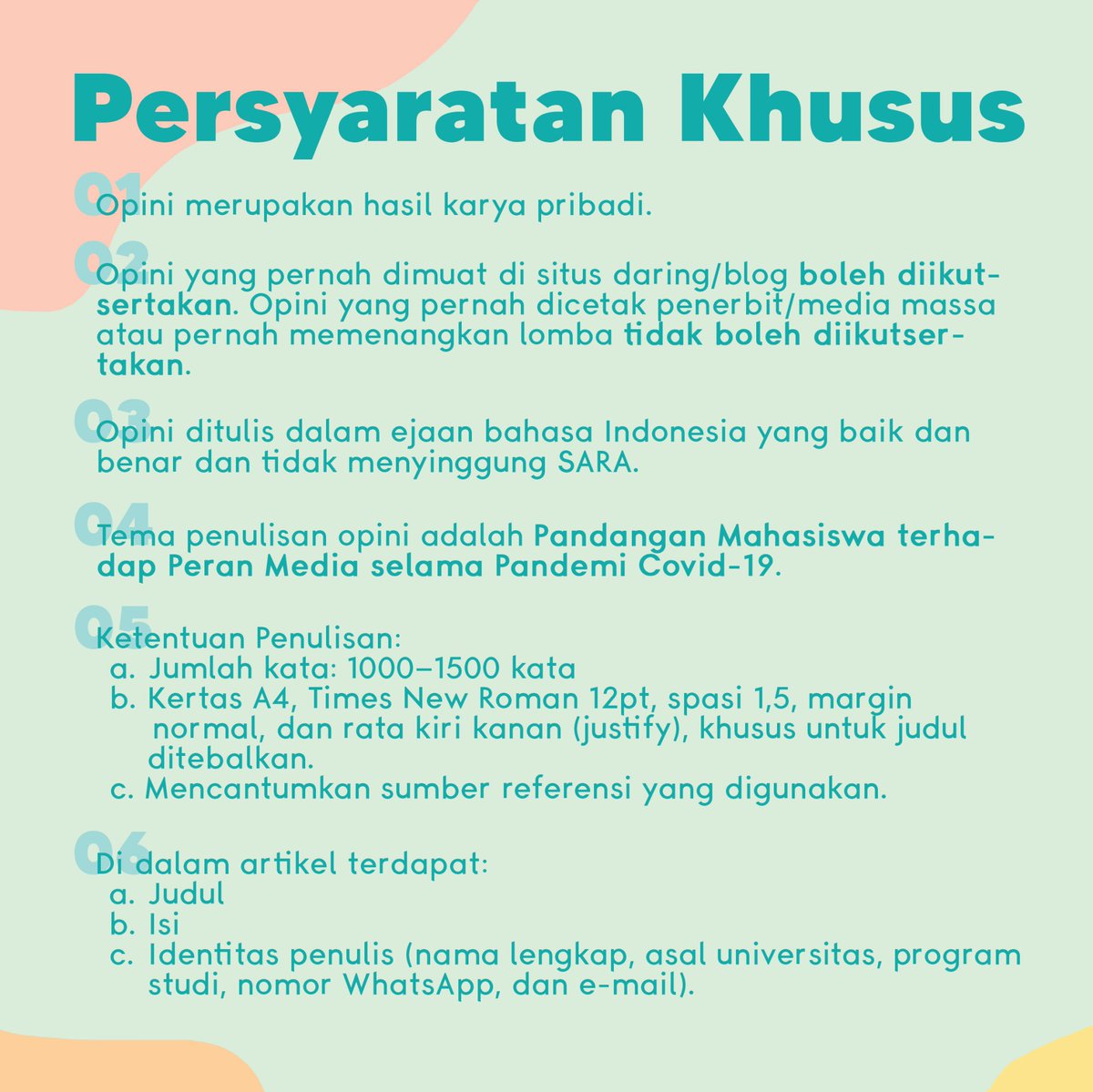 SumaUI's tweet photo. [LOMBA OPINI KLINIK JURNALISTIK 2020]

Selamat sore, warga!

Ini dia salah satu mata acara yang ditunggu-tunggu, Lomba Penulisan Opini! Lomba ini mengusung tema "Pandangan Mahasiswa terhadap Peran Media selama Pandemi Covid-19” https://t.co/bLdsjtSDfo