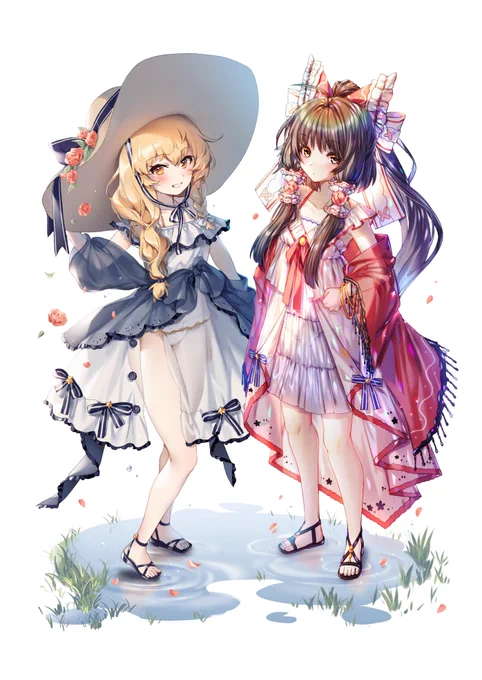 Hajinさん(@hajinpoka)と一緒にレイマリのイラストを描きました!
とても楽しい時間でした!???
Hajinさんの魔理沙ちゃんが可愛いですよ!??✨ 