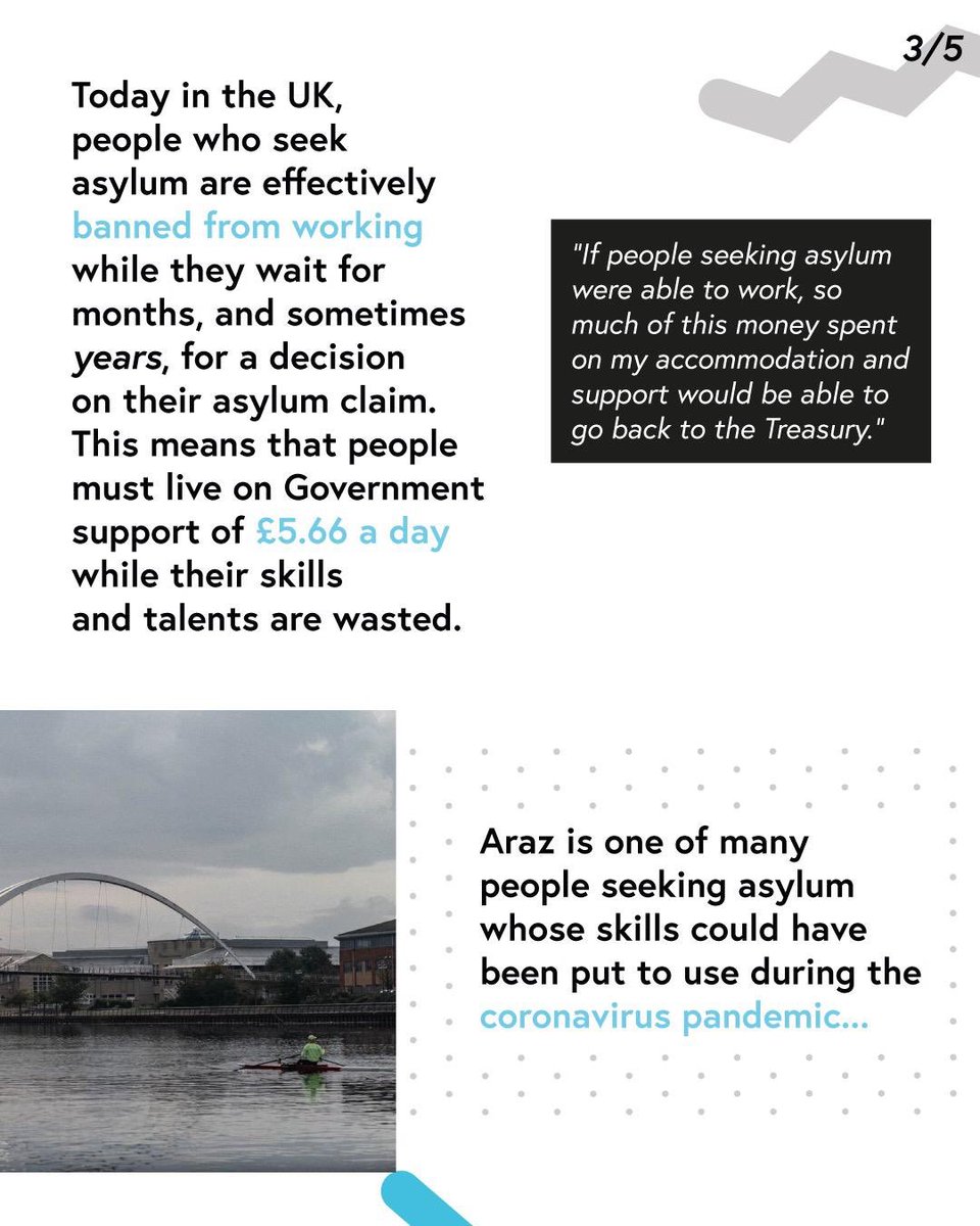 TheTeesOnline's tweet photo. Today in the UK, people who seek asylum are banned from working while they wait for months, sometimes years, for a decision on their asylum claim. This means they must live on £5.66 a day while their skills and talents are wasted.

Araz, in Stockton is campaigning to change this. https://t.co/O6tIl03axQ