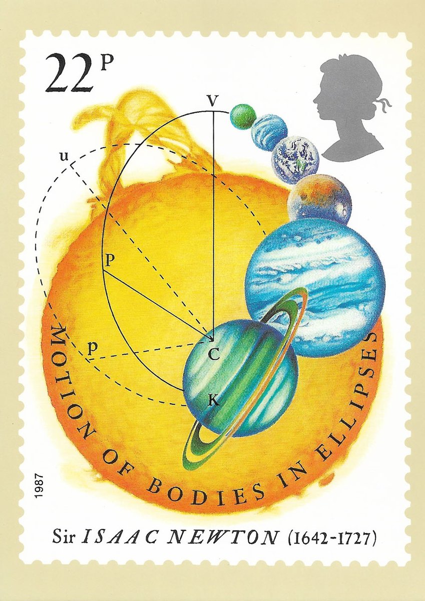positivelypost's tweet photo. GB 1987 Sir Isaac Newton Motion of Bodies in Ellipses stamp PHQ postcard off to Germany. https://t.co/yvHW9FRAiN