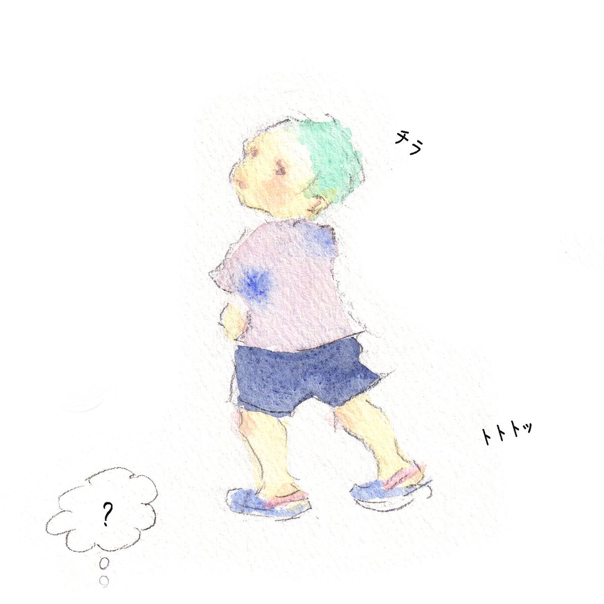全力でつかまえます😇
#水彩育児日記 