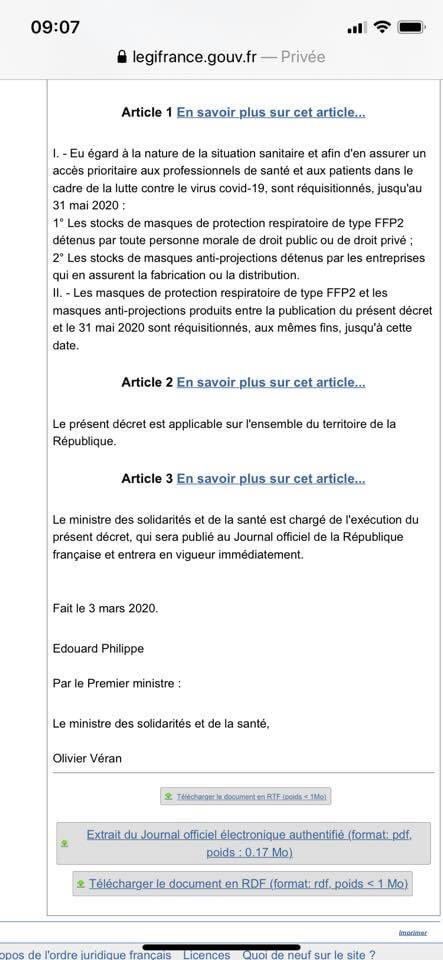 drlicorne1's tweet photo. @BFMTV @olivierveran Tiens donc , réquisition des masques auprès de nos fournisseurs dès le 3 mars . Impossible d’en acheter même en tant que professionnel de santé . On ne pense rien , on a vécu la pénurie de masques @afpfr    @le_Parisien #COVIDー19 #masques https://t.co/lVo1jK7wvc