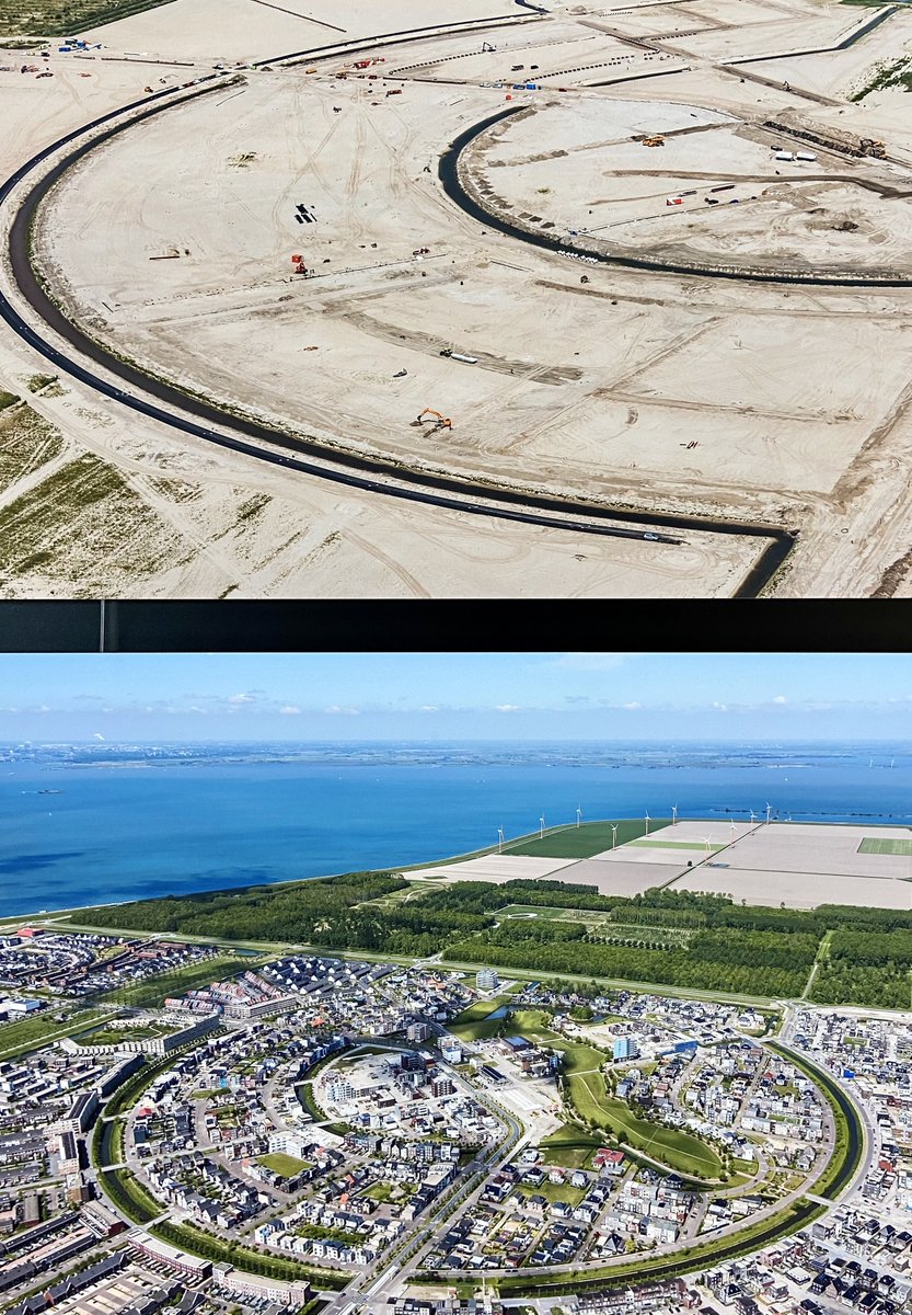 (#AlmereBoven 1/2) 
Kijk nou: op de bovenste foto uit 2008 besta ik nog niet eens, op de onderste uit 2019 sta ik hand in hand met mijn honderden buren.