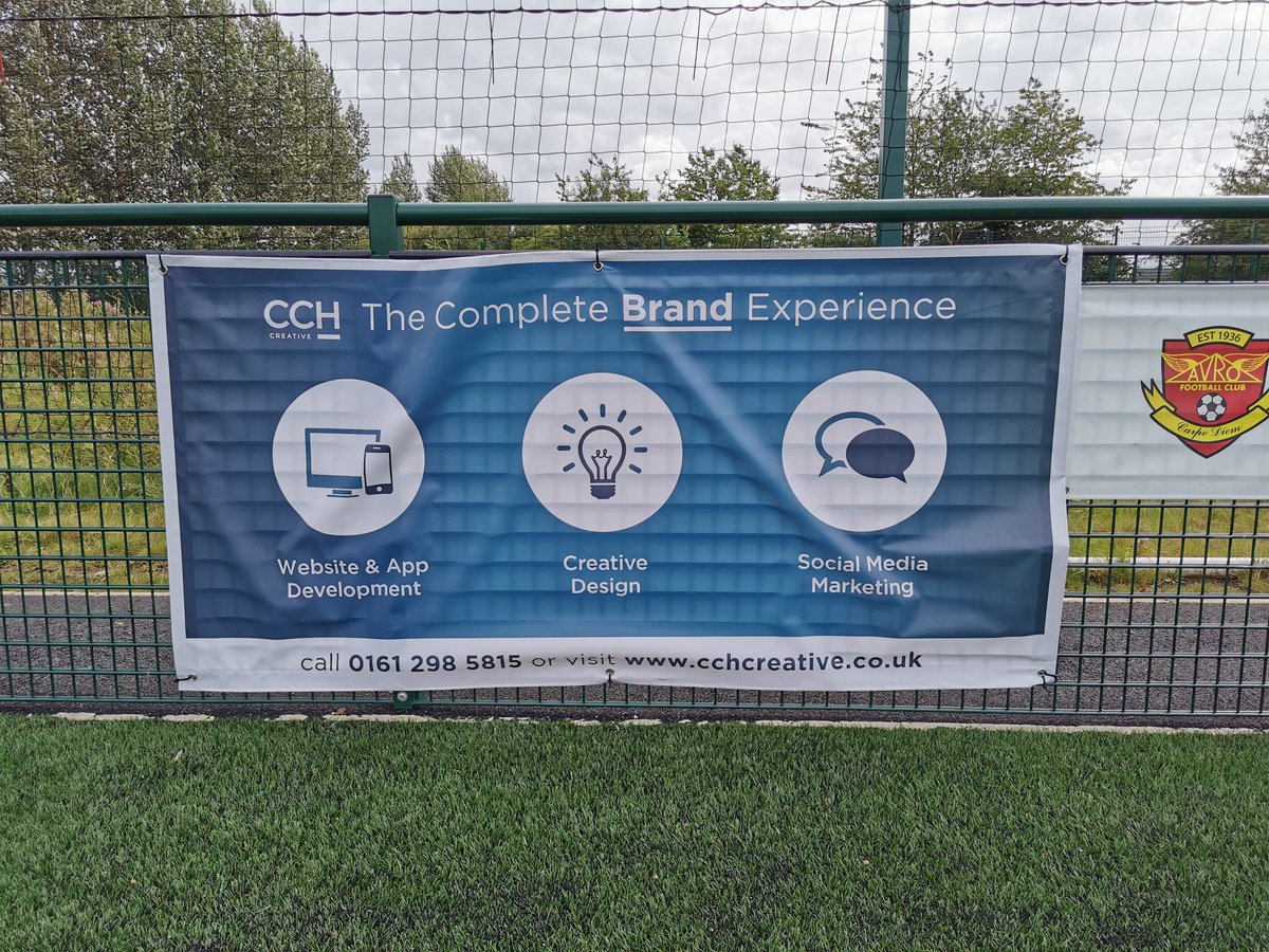 AvroFC's tweet photo. @cch_creative banner up at the @VestacareUK Stadium. @cch_creative are another business backing us in 2020. 
 💻    https://t.co/rTrB9pzkAD 
☎️ 0161 298 5815

Please mention @avrofc when buying goods or services from our sponsors 💙🖤⚽
@Oldham_Hour @gmchamber https://t.co/zOhwd3paBS