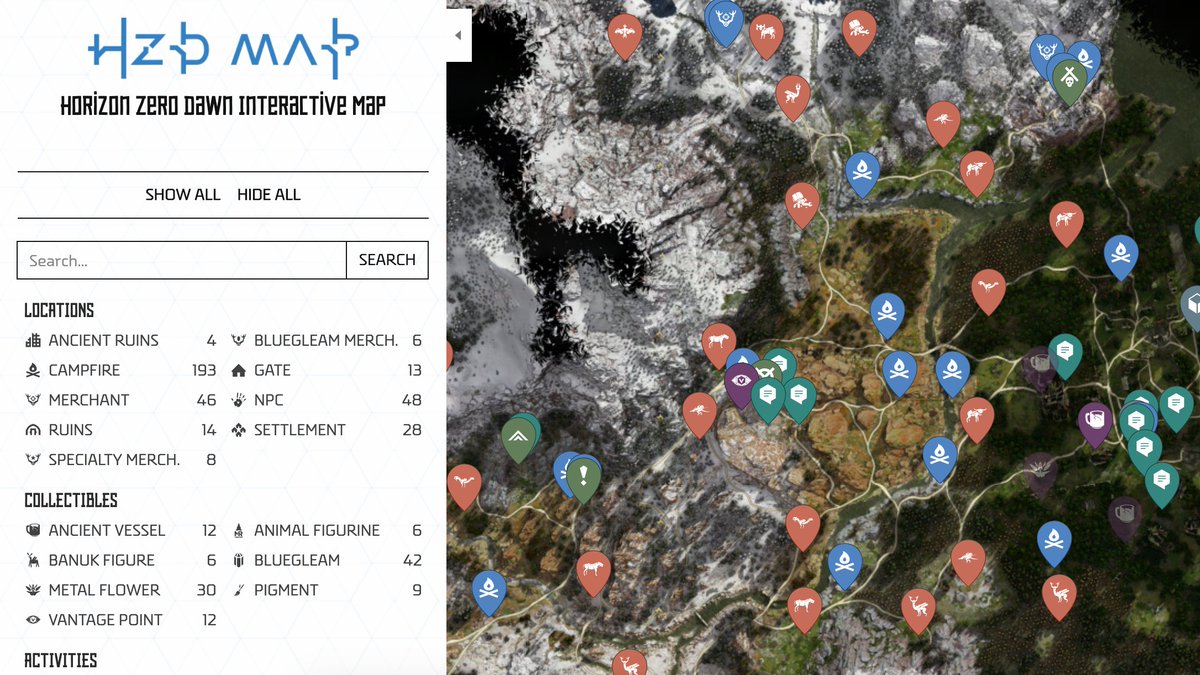 all power cells in horizon zero dawn map