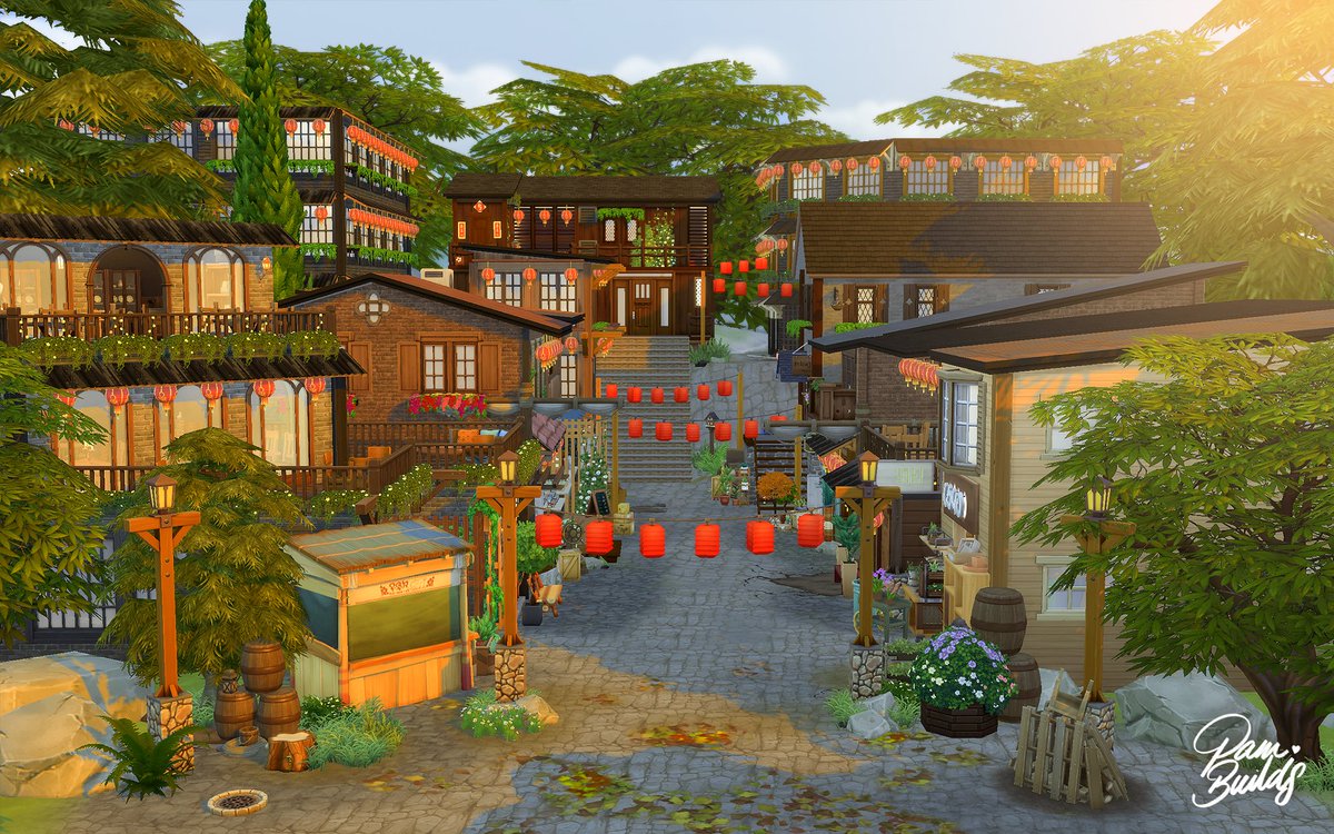 pambuilds's tweet photo. I tried building Jiufen Old Street (九份老街) Missing those days when I travelled to Taiwan ❤️  #ShowUsYourBuilds #TheSims #Sims4 https://t.co/cmjc2qiqoQ