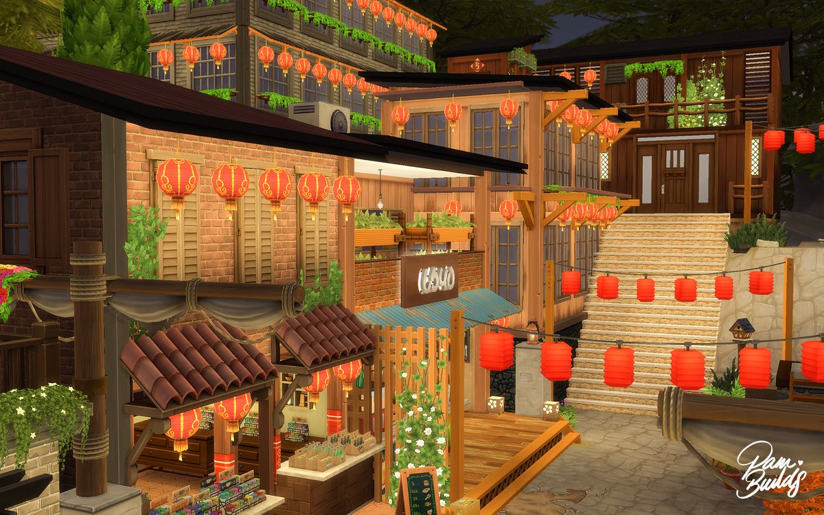 pambuilds's tweet photo. I tried building Jiufen Old Street (九份老街) Missing those days when I travelled to Taiwan ❤️  #ShowUsYourBuilds #TheSims #Sims4 https://t.co/cmjc2qiqoQ