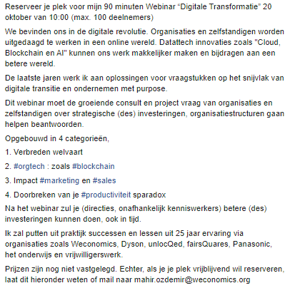_mahirozdemir's tweet photo. Reserveer voor mijn 90 min Webinar “Digitale Transformatie” 20 okt 10h
1. Verbreden welvaart
2. #orgtech : oa #blockchain
3. Impact #marketing + #sales
4. Doorbreken van je #productiviteit sparadox
Voor directie en kenniswerkers via #weconomics
https://t.co/Lv1UjumPU5 https://t.co/6CC1VDNR2V