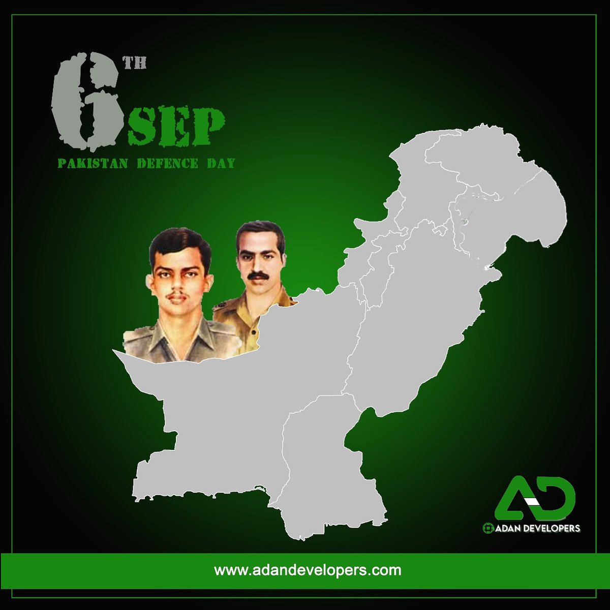 AdanDevelopers_'s tweet photo. Pakistan's Defence Day
"There is no power on earth that can undo pakistan"
            Quaid-e-Azam
6th September,a day when not only Armed forces but civil community of Pakistan sacrifice their lives for their beloved Pakistan.
#6thSeptemberDefenceDay
#ActivistsForPakistan https://t.co/GmMrDiLAZ1