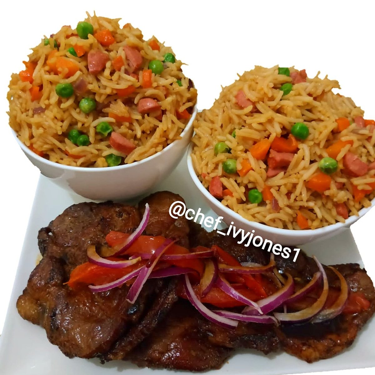 CIvyjones's tweet photo. Fried Rice with Steak 💥💥
Lunch inspiration 😋😋
#foodphotography #sundayrice #friedrice #steak #amazingcombo #chef #clourful #chef_ivyjones1 https://t.co/d7kzkAvY7v
