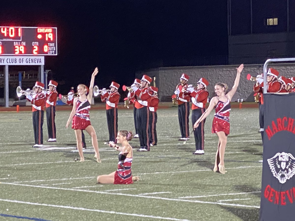It was great to have “Marching Geneva” and the Majorettes back!  You sounded wonderful and provided that much needed entertainment during pregame and halftime! 🎼Pride🎶
