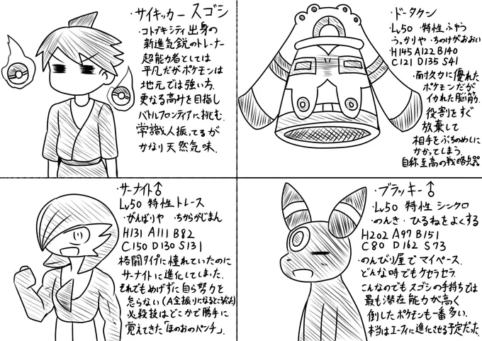 ポケモンのプラチナをちょいちょいやってる影響で
久々にこういうの考えたりしてる
(前に描いたサーナイトのヤツの発展版) 