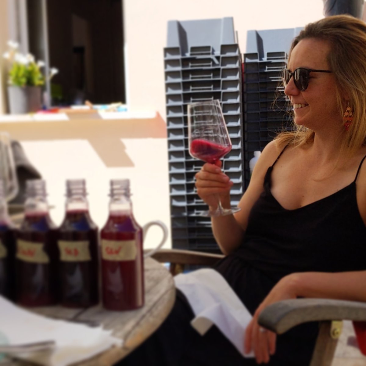 MaisonHarbour's tweet photo. Colleen tastes through the 2020 pinots and chats timing for pressing. #MaisonHarbour https://t.co/WqCrKl34Kx