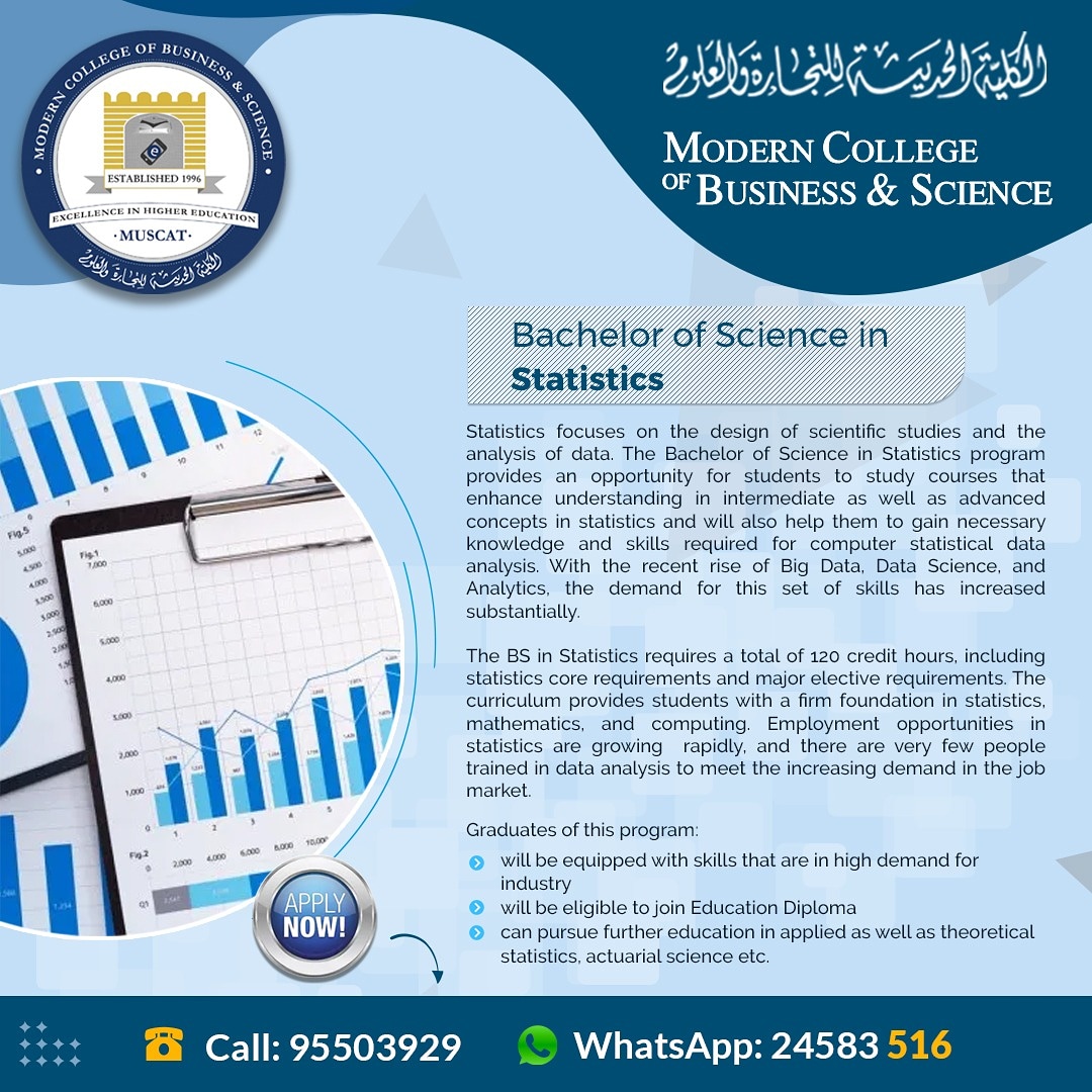 mcbsoman's tweet photo. #ModernCollege #oman #muscat_boshar #student #bachelorprograms #statstics #admissionopen #registernow‼️
#الكليه_الحديثه_للتجاره_والعلوم #عُمان #مسقط_بوشر #طلاب #برامج_البكالوريوس #الاحصاء #التسجيل_متاح_للجميع https://t.co/5L9Pc2IPby