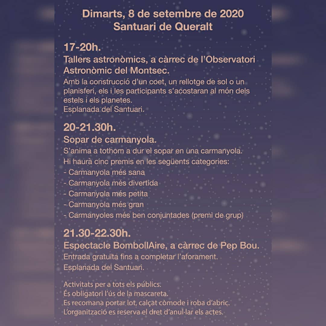 Estrenem BombollAire! La bellesa de les bombolles des del punt de vista de la física i química, així com la seva poètica. A l'aire lliure les bombolles descobreixen noves formes i moviments i la creació artística és encara més efímera i sorprenent, sí és que això és possible.