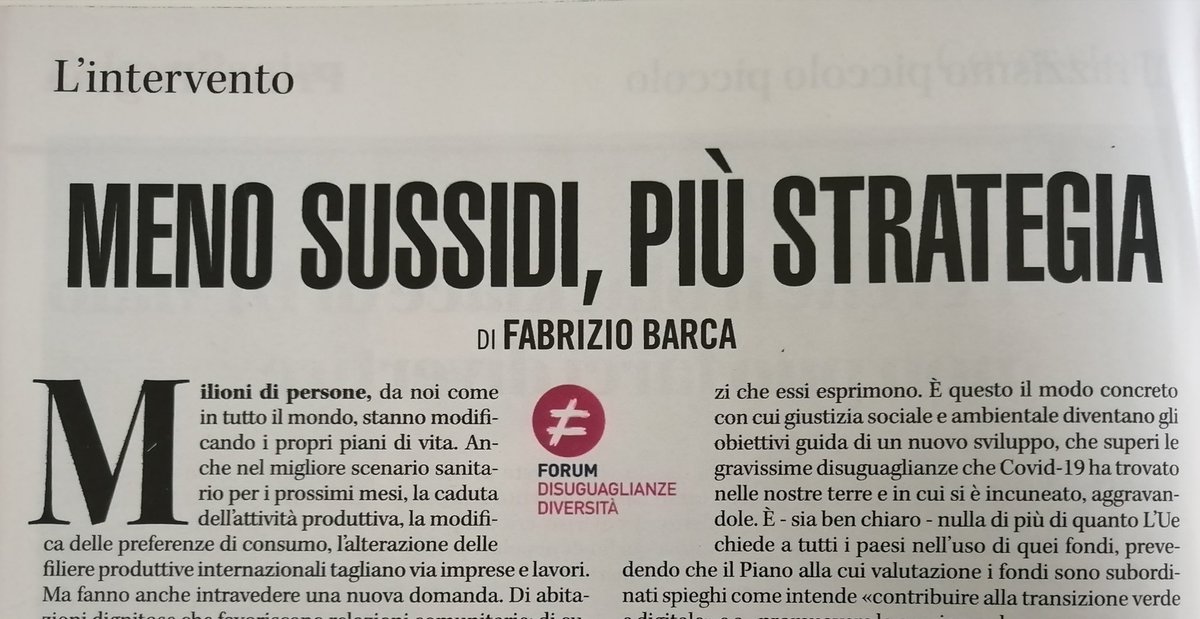 fabriziobarca's tweet photo. @DD_Forum+
a Governo Parlamento e quadri PA:
Come non dare "un calcio in faccia a milioni di persone che nei territori esprimono nuova domanda o offrono nuove ipotesi di lavoro e impresa"
Come usare #209miliardi
Su @espressonline edicola
Operativamente: https://t.co/IHGiYoEIVn https://t.co/GKfsJSMgnt