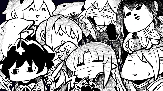 マシュマロで描いてときていたうちの聖杯投入鯖たちです。

他にもちょいちょい入れてる鯖はいるんだけど雑多になりそうだったのでレベル90以上まで入れてる方々のみにしました。 