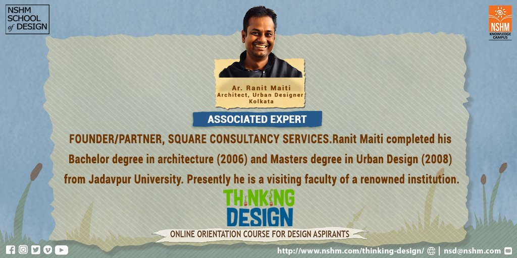 DesignNSHM's tweet photo. Introducing one of our eminent associated experts.
Apply Now - https://t.co/BiHRfyIsom
@DesignNSHM @nshmkc
#design #nshmschoolofdesign #onlinelearning #ThinkingDesign #onlineeducation #Creative #creativity #designschool #learning #students #digitallearning https://t.co/5LmoRcnBh6