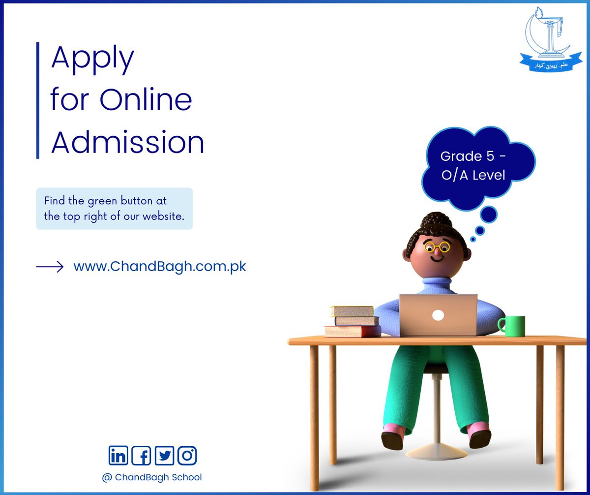 chand_bagh's tweet photo. Here’s a good news,

To make the process even more convenient, we’re now accepting Online Admissions. 

To Apply Online, please visit our website, fill the admission form &amp; wait for the further instructions

Best of luck 👍 https://t.co/AONR1EQCKP