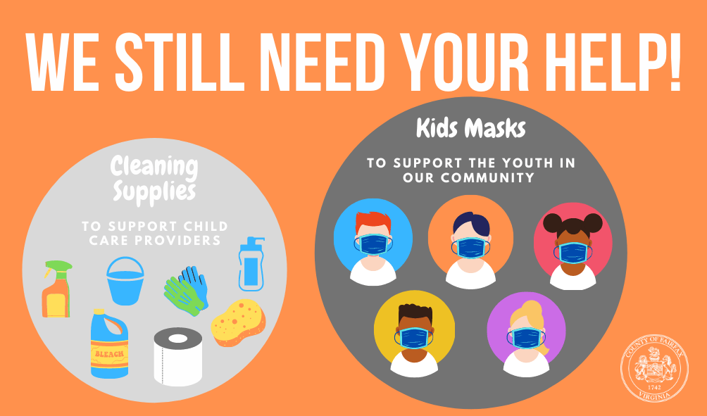 .<a href="/fairfaxcounty/">Fairfax County Government 🇺🇸</a> is still in need of cleaning supplies, child-sized face coverings and fabric donations. Fabric (100% cotton) should be new and big enough to make a mask (either 6"×6" or 7"×7"). Consider donating if you can: ow.ly/IHfN50BhgW5 #HunterMill #HelpingNeighbors