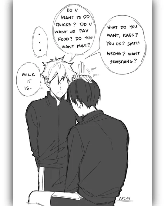 a bottom comforting their top 