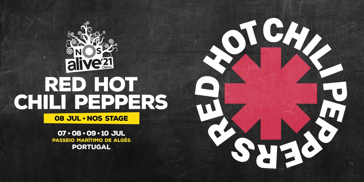 NOS_Alive's tweet photo. Takes us to the place we love,  @ChiliPeppers! ⚡��� Dia 8 de julho de 2021, o encontro é no #PalcoNOS.

Garante já o teu bilhete aqui 👉 https://t.co/1N2ip0SJZH https://t.co/UYUoxAJjCK