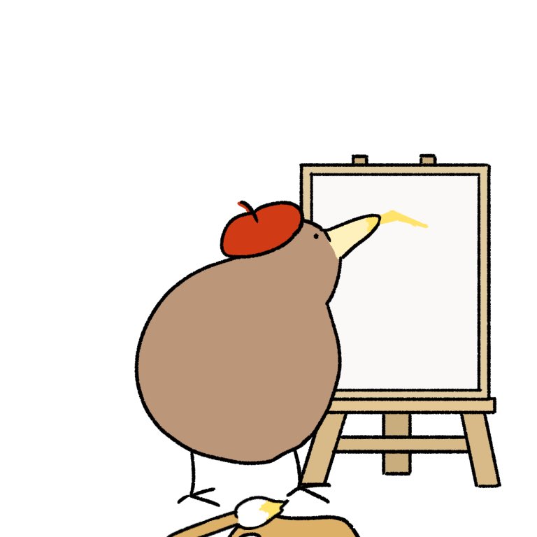 canvas (object) palette (object) no humans paintbrush easel bird painting (action)  illustration images
