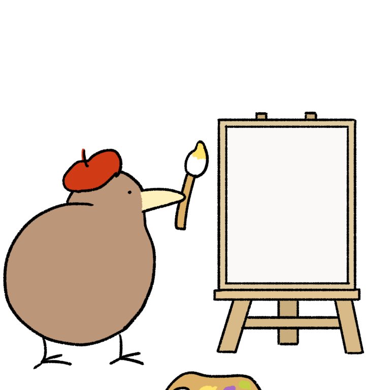 canvas (object) palette (object) no humans paintbrush easel bird painting (action)  illustration images