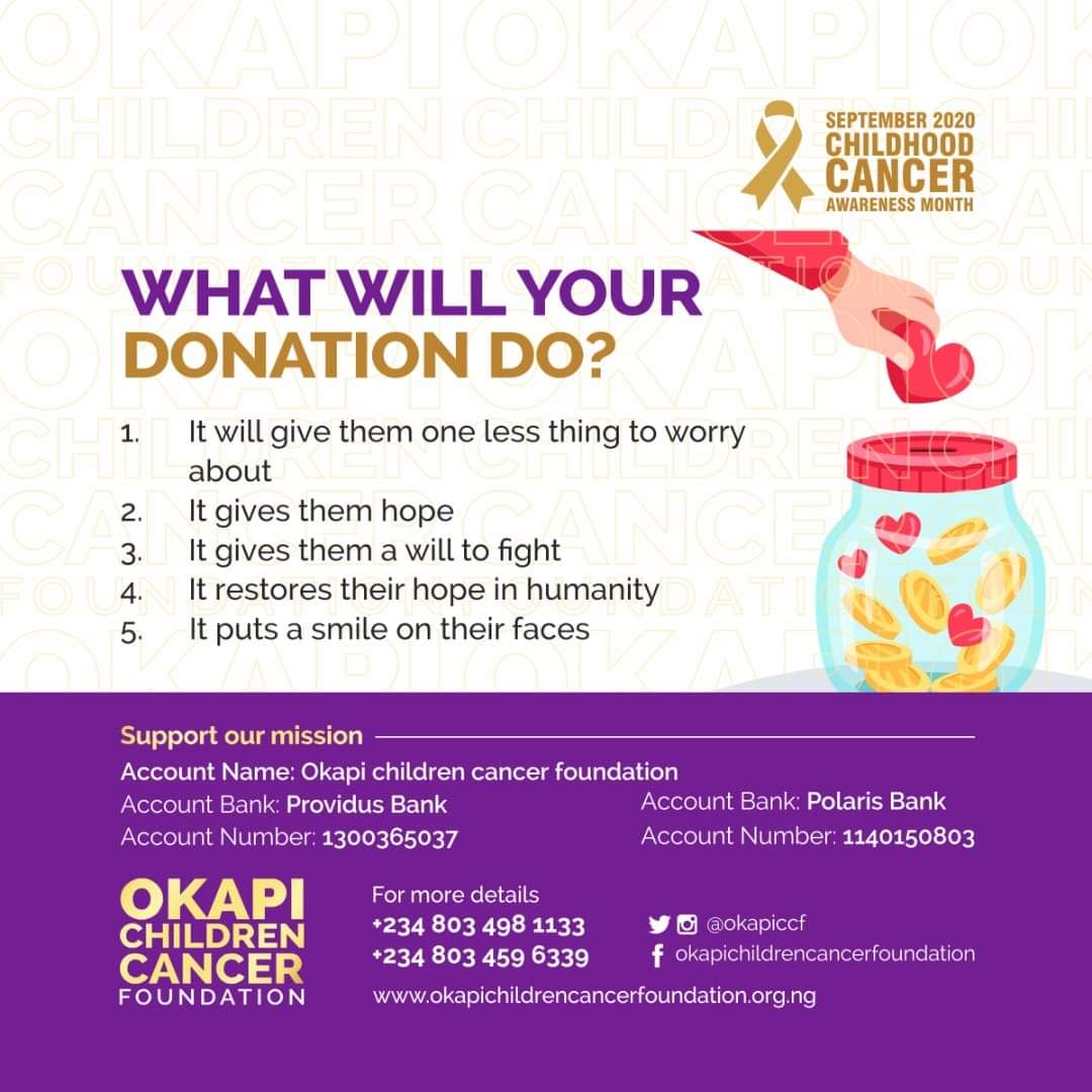 Okapiccf's tweet photo. 🎗️day6 of 30🎗️

We still need your support. Every little helps. 
No amount is too small in this battle against Cancer....together we can make a difference.

#childhoodcancerawareness #okapichildrencancerfoundation #childhoodcancermonth #GiveHope #sharelove #okapiliveson https://t.co/MeZ7C5KQnc
