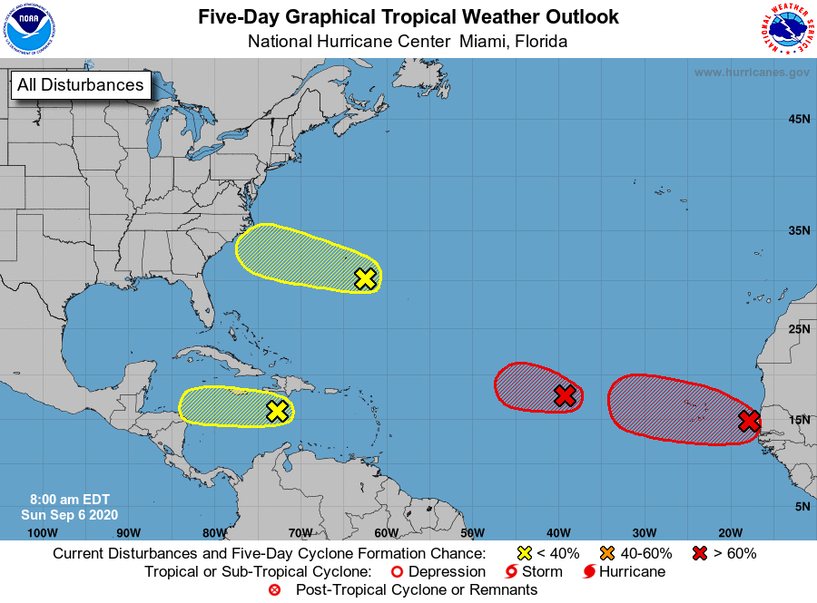NHC is monitoring 4 disturbances in the Atlantic basin for tropical cyclone formation.  For details on these systems, visit hurricanes.gov