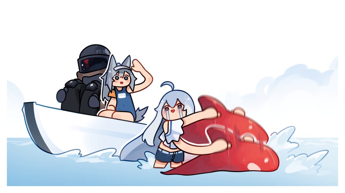 skadi and her float pt.2
with grani and bob help, will skadi's float finally can swim?

buy me a kopi hitam https://t.co/5xWCJYnSVv
thanks for supporting

#Arknights
#アークナイツ 
#明日方舟 
