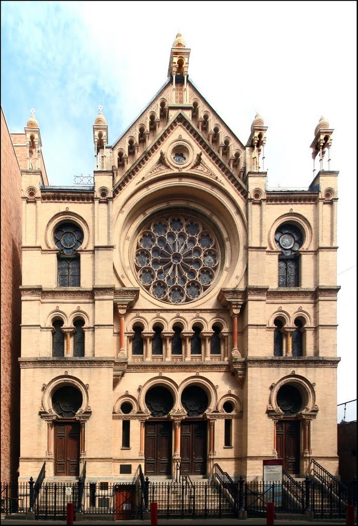 The Eldridge Street Synagogue was built in 1887 in Chinatown, New York City.It was one of the first synagogues built by Eastern European Jews in the Americas and its a great example of the Moorish Revival style.