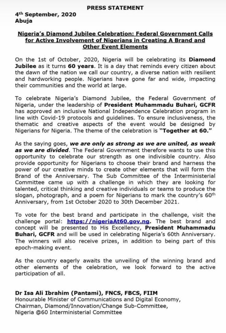 musteehadee's tweet photo. Nigeria At 60 : i am calling on our teaming youths to key into the initiative of the digital minister @Drisahpantami and earn a place in the history books of Nigeria and a handsome monetary reward from the President @Mbuhari. https://t.co/UBOadQ2wI1