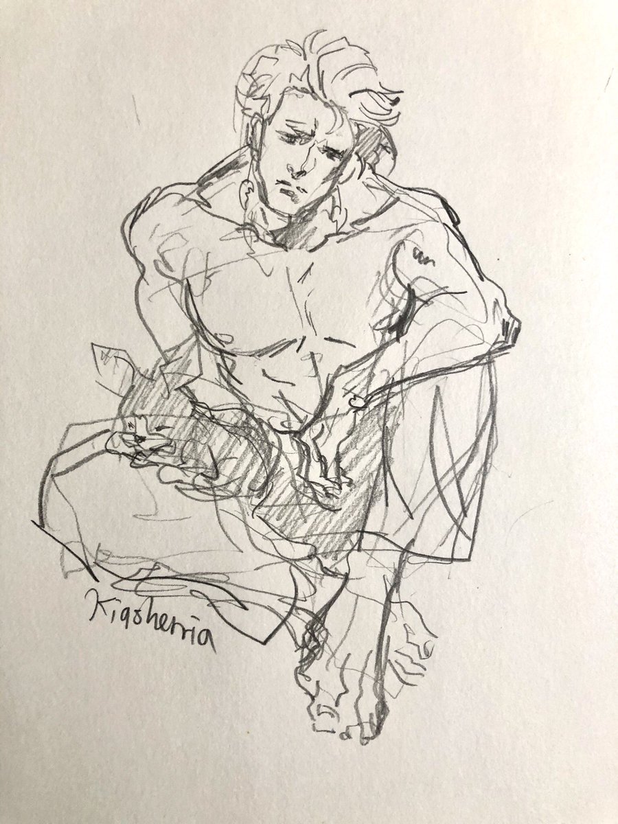 Some Sunday draft of アヴドゥル and Polnareff.
I'm just thinking about what different outfit I could put on him and let his hair down.
Just want to be loose and draw today. 